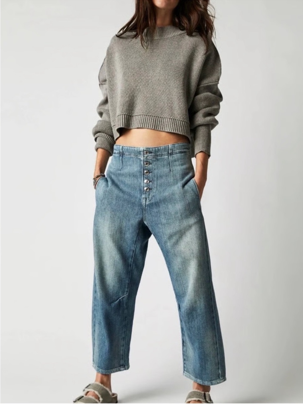 Free People We The Free Osaka Mid-Rise Barrel Jeans Size 26